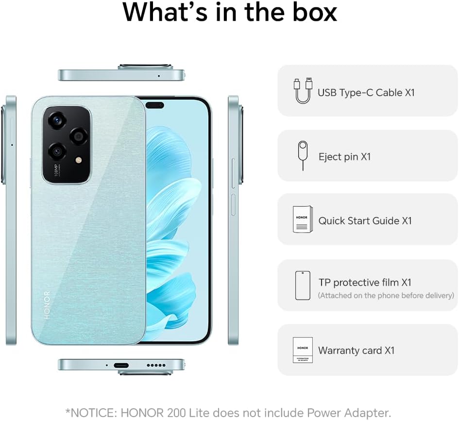Buy Honor,HONOR 200 Lite 5G 256GB/8GB – Cyan Lake – Dual SIM – Unlocked - Gadcet UK | UK | London | Scotland | Wales| Near Me | Cheap | Pay In 3 | Mobile Phones